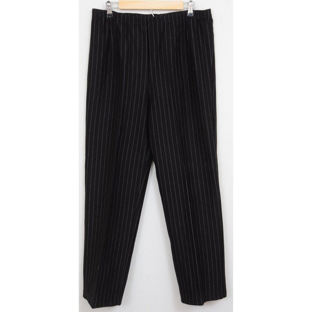 Avenue PLUS Size 14/16 Black Striped Straight Leg Pull On Trouser Pants Career